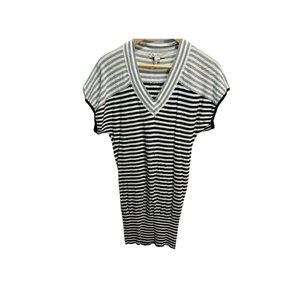 BCBGeneration Black Gray Stripe Mini Bubble Dress S Short Sleeve Knit Y2K